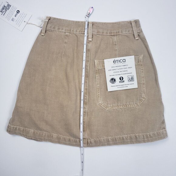 Etica Maxine Pleated Mini Skirt Women's Size 24 Beige Sweet Coconut Wardrobe MVP - Picture 6 of 16